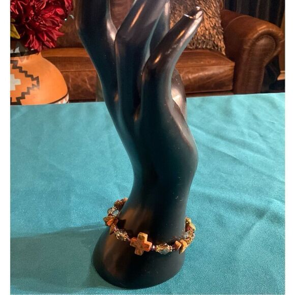 Unakite Jasper Cross Bracelet - Picture 13 of 13